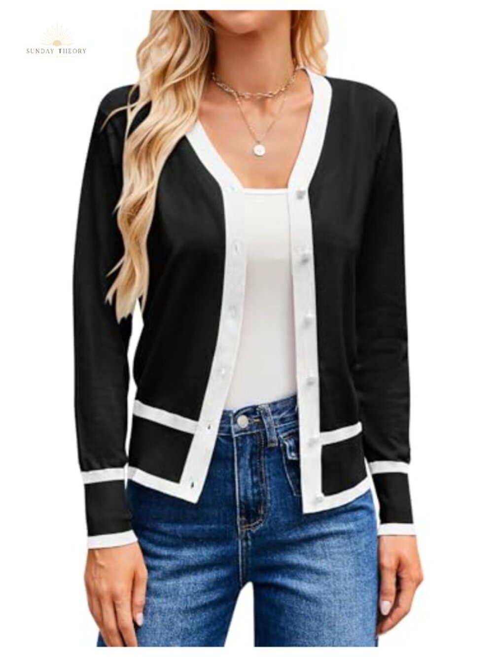 Lightweight Cropped Cardigan Sweater V-Neck Button Down Long Sleeve